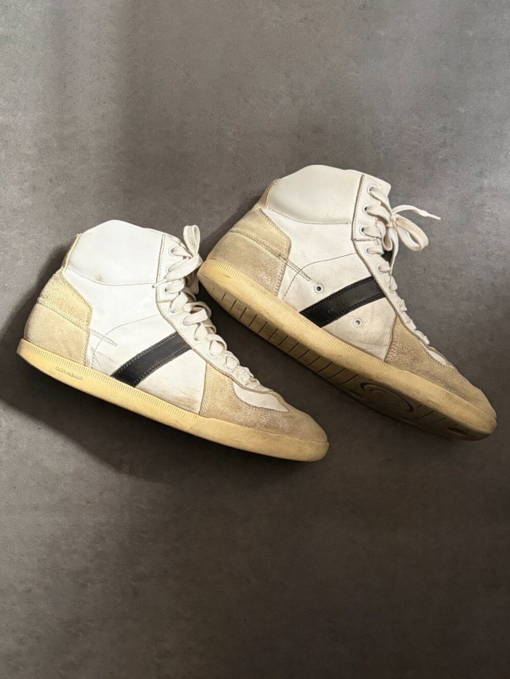Vintage DIOR Homme Hedi Slimane B48 Leather Hi Top Sneaker Cream White Size 41 - Picture 2 of 11